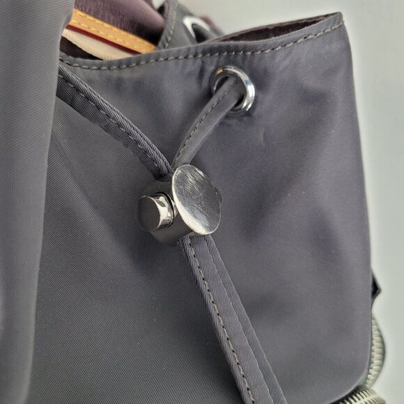 MZ Wallace Marlena Backpack Nylon Silver Hardware Leather Trim Gray - Picture 13 of 16